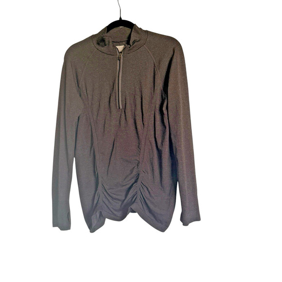 Athleta Sz XL Fast Track Mock Neck 1/4 Zip‎ Ruched Pullover Shirt Activwear - Picture 1 of 11